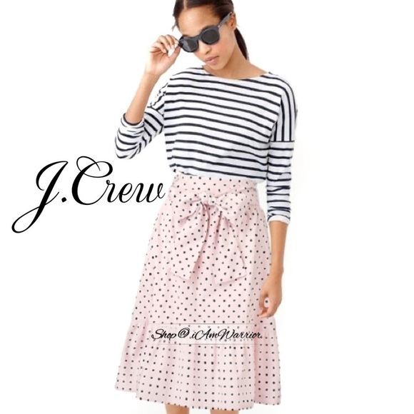 J.Crew NWT pink/black polka dot ruffle midi skirt *shop@iamwarrior - Picture 1 of 9